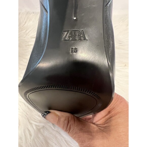 ZARA New Women Pull Tab High Heel Ankle Boots Black Size US 7.5 EUR 38 1116/410 - Picture 13 of 14